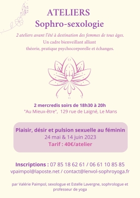 2 ateliers sophro-sexologie avant l'été au Mans